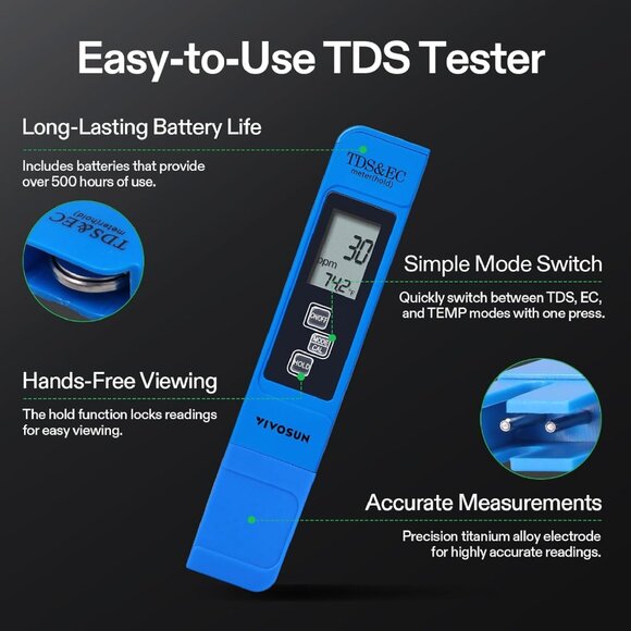 VIVOSUN Digital pH and TDS Meter Kits, 0.01pH High Accuracy Pen Type pH Meter - Picture 3 of 6